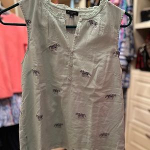 Talbots, light green sleeveless Zebra shirt, Size SP